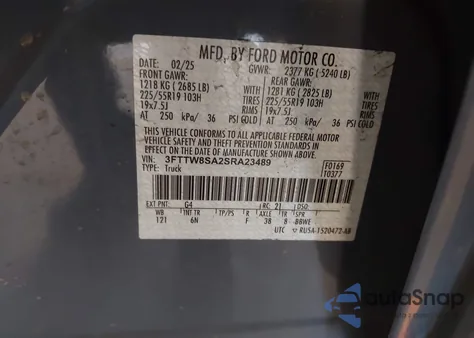 2025 Ford Maverick Lariat z USA, uszkodzony, nr VIN 3FTTW8SA2SRA23489